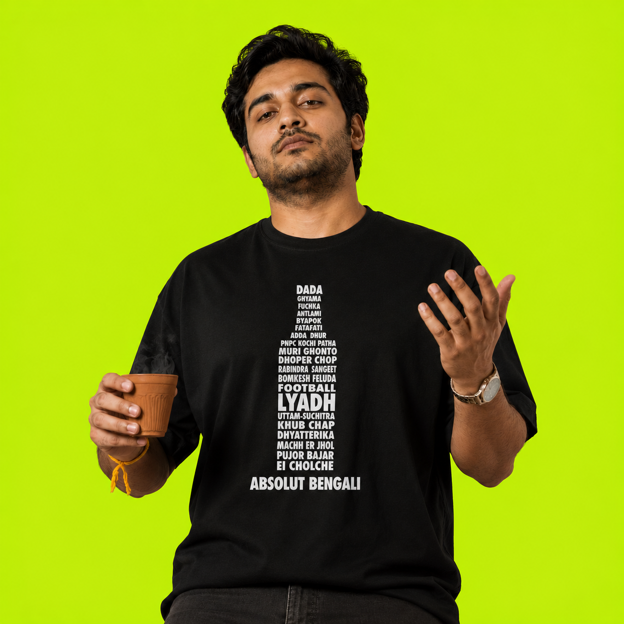 Absolut Bangali — Bengali Identity Graphic T-Shirt | Machh Bhat