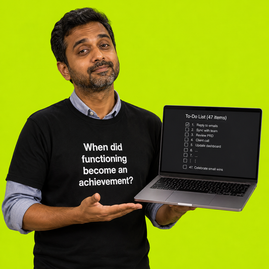 When Did Functioning Become an Achievement — Funny Bengali Graphic T-Shirt | Machh Bhat