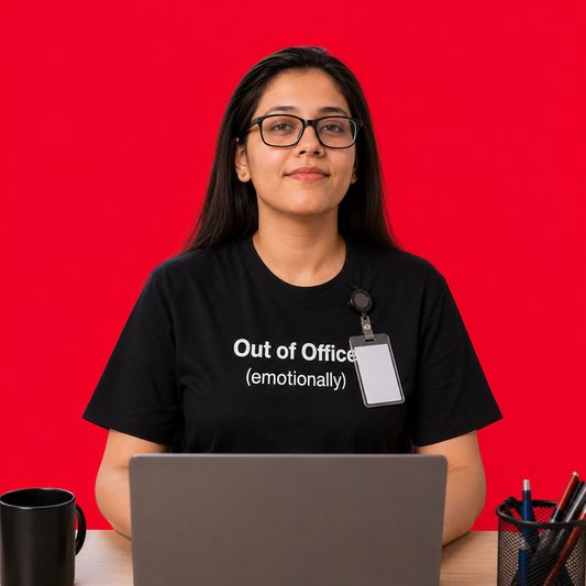 Out of Office Emotionally — Bengali Work Life Graphic T-Shirt | Machh Bhat