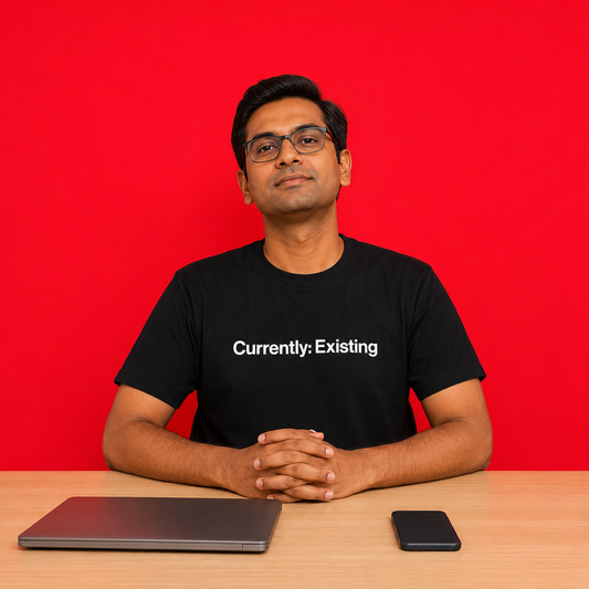 Currently Existing — Bengali Deadpan Statement T-Shirt | Machh Bhat
